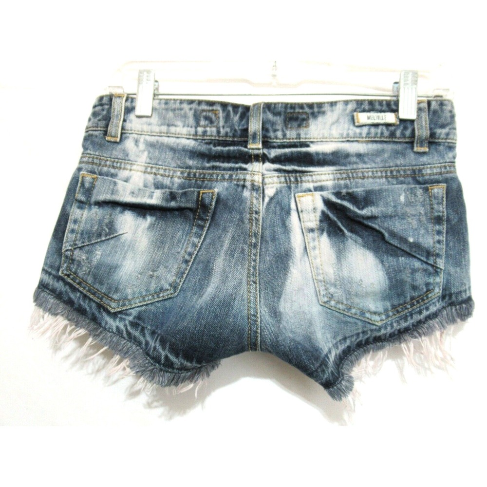 Melville Size 38 or US Small Blue Distressed Denim Cut Off Shorts EURO - Picture 3 of 7